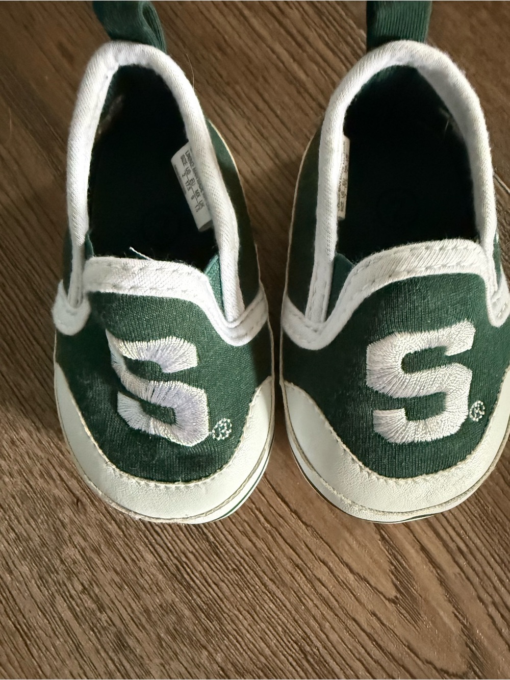 Kids Slip- On Canvas Shoes in Green and White Michigan State University